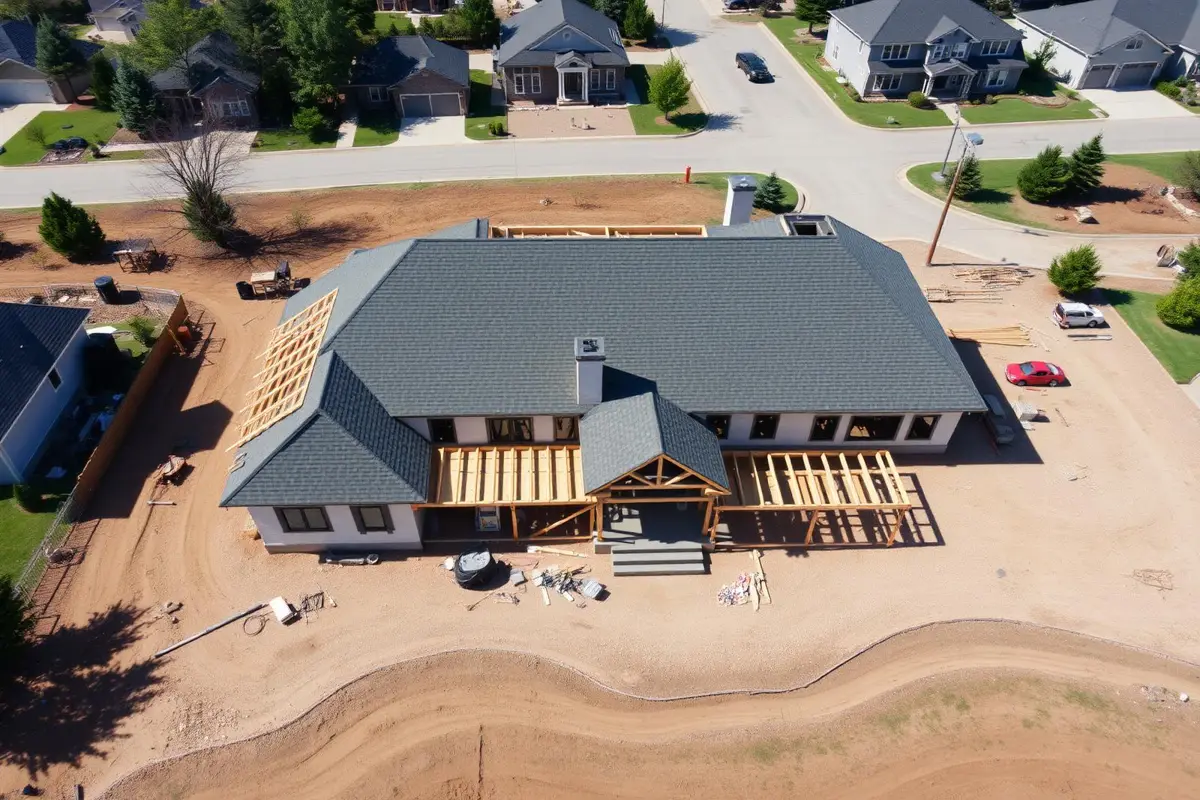 Aerial view of a construction site